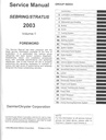 2003 Chrysler Sebring Coupe & Dodge Stratus Coupe Service Shop Repair Manual Complete 4 Vol. Set