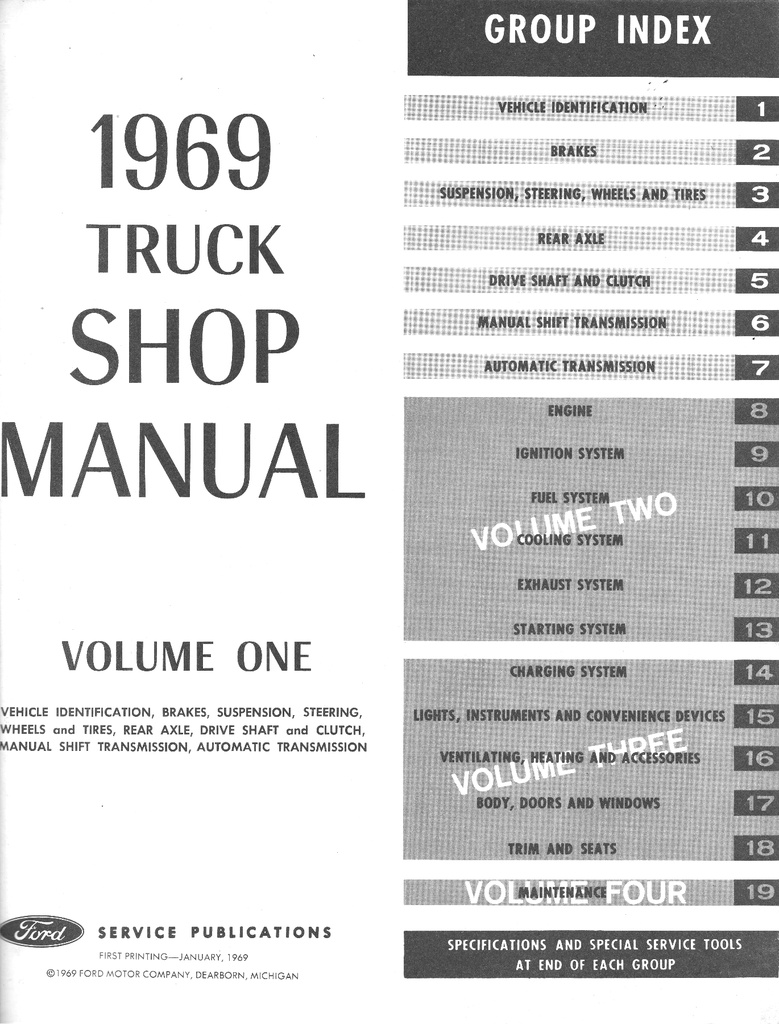 1969 Ford Truck All Models Factory OEM Shop Repair Maintenance Service Manual 4 Vol. Set