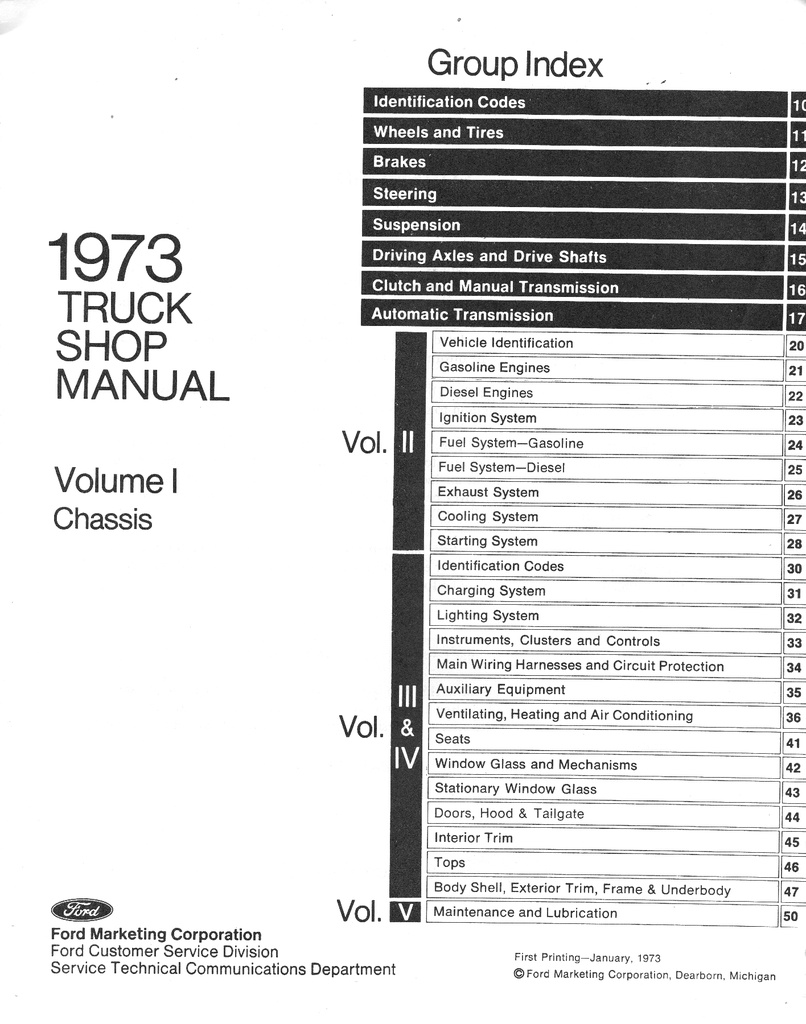 1973 Ford Truck All Models Factory OEM Shop Repair Maintenance Service Manual 4 Vol. Set