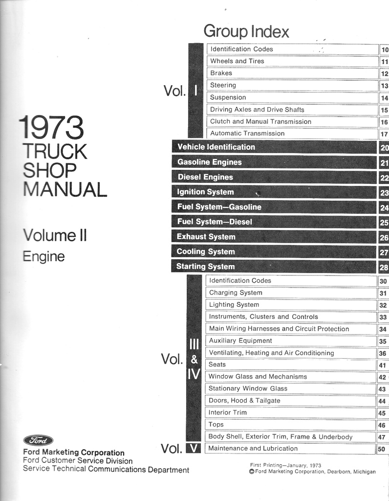 1973 Ford Truck All Models Factory OEM Shop Repair Maintenance Service Manual 4 Vol. Set