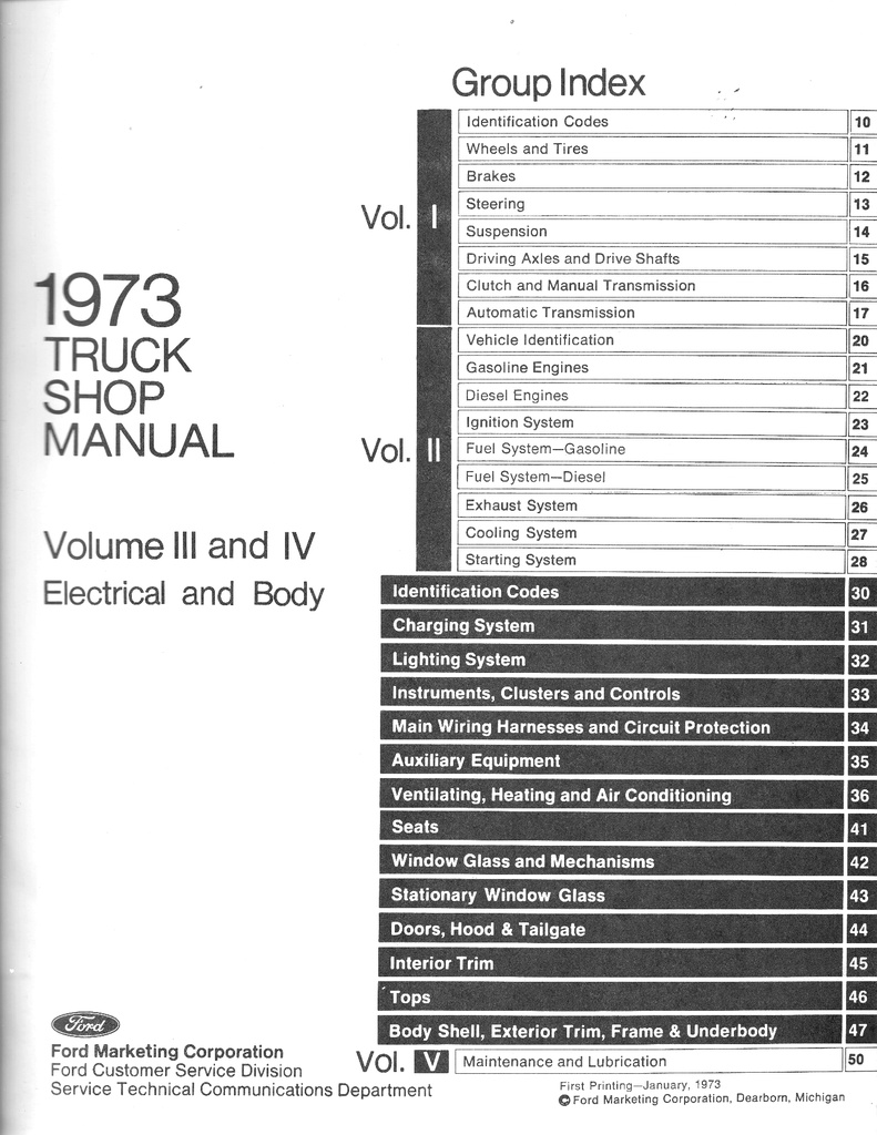 1973 Ford Truck All Models Factory OEM Shop Repair Maintenance Service Manual 4 Vol. Set