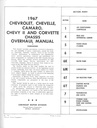 1967 Chevrolet Camaro Chevelle Chevy II Corvette Chassis Overhaul Manual