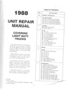 1988 Chevrolet Light Duty Truck Series 10-35 Unit Repair Shop Service Manual for C/K Pickup, Suburban, Blazer, G Van, M Van, P Van/Truck, S-10