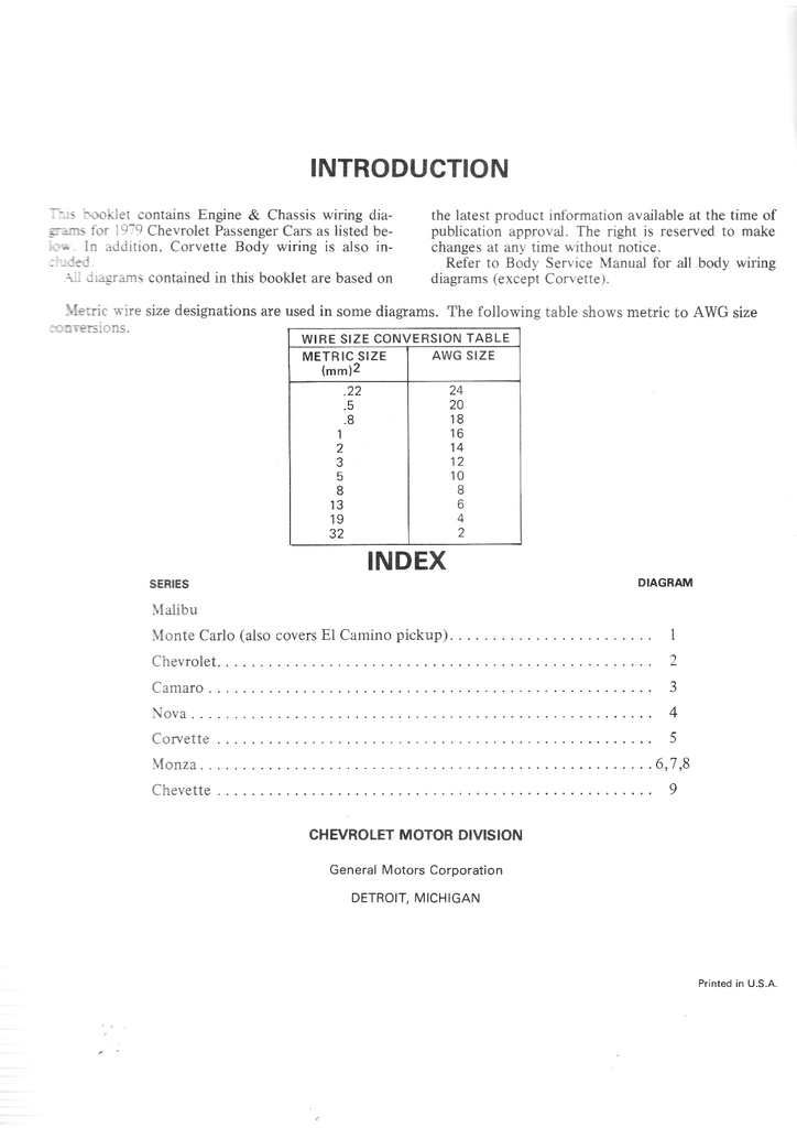 1979 Chevrolet All Passenger Cars Wiring Diagrams