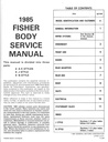 1985 Fisher Body A-X, J, and N Styles Service Manual for Chevrolet, Cadillac, Buick, Oldsmobile, and Pontiac Car Models