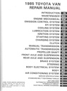 1985 Toyota Van OEM Shop Service Repair Manual