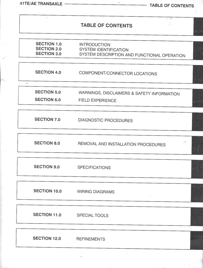 1989-2006 Chrysler 41TE 41AE Automatic Transaxle Service/Diagnostic Procedures & Refinements Manual