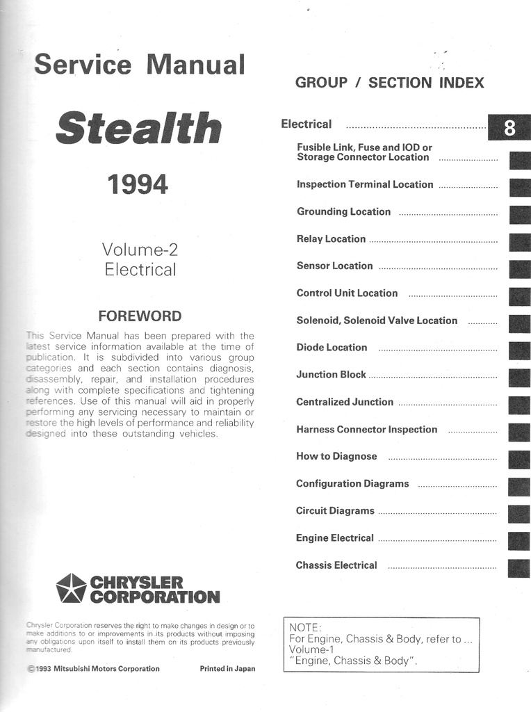 1994 Dodge Stealth Shop Maintenance Repair Service & Electrical Manual 2 Vol. Set