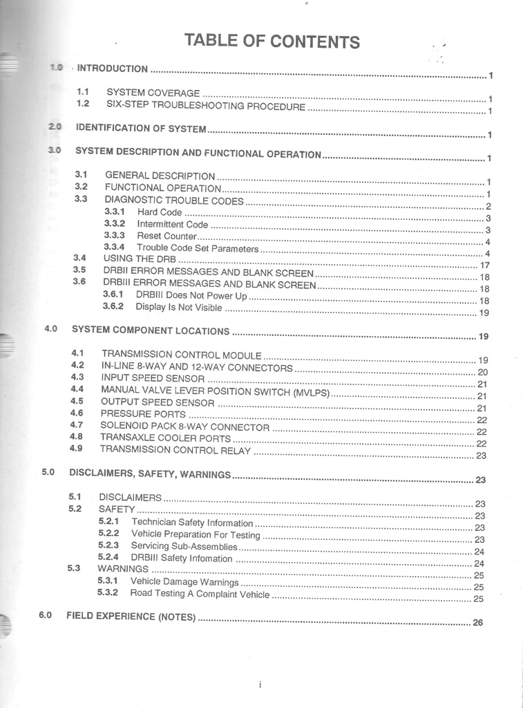 1993-1995 Mopar 42LE Automatic Transaxle Powertrain Diagnostic Procedures for Concorde LHS New Yorker Intrepid Vision