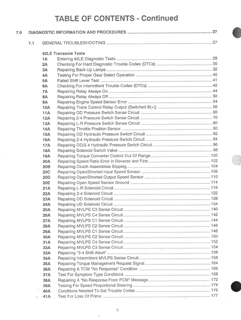 1993-1995 Mopar 42LE Automatic Transaxle Powertrain Diagnostic Procedures for Concorde LHS New Yorker Intrepid Vision