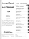 1994 Dodge/Plymouth/Eagle Colt/Summit Shop Maintenance Repair Service & Electrical Manual 2 Vol. Set