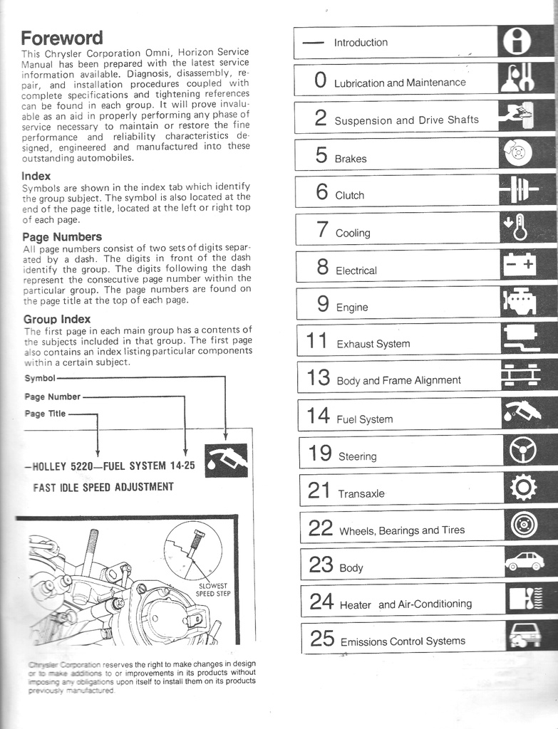 1979 Dodge/Plymouth Omni/Horizon/O24/TCS Shop Maintenance Repair Service Manual