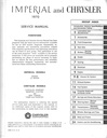 1970 Chrysler Newport New Yorker 300 Imperial Crown LeBaron Town & Country Shop Repair Maintenance Service Manual