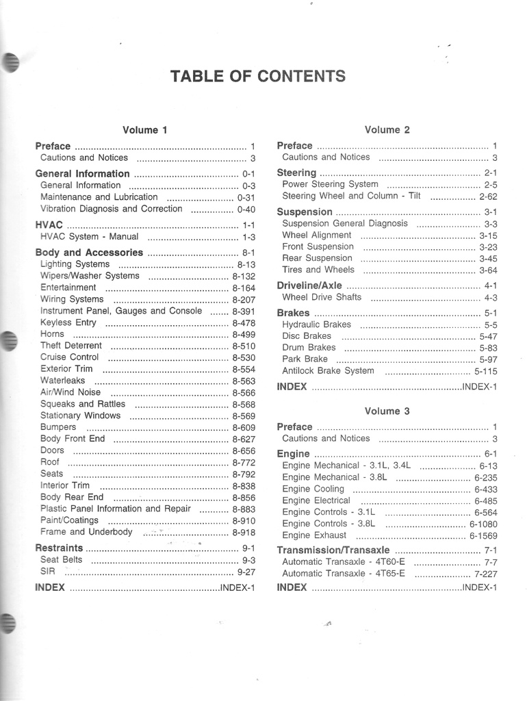 1998 Chevrolet W Lumina & Malibu Shop Repair Maintenance Service Manual 3 Vol. Set 2nd Ed.