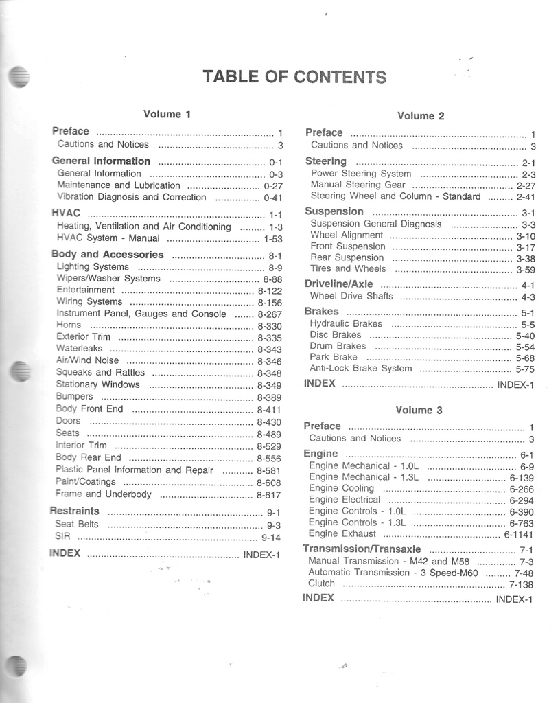 1998 Chevrolet Metro M-Platform Shop Repair Maintenance Service Manual 3 Vol. Set 2nd Edition