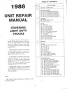 1988 GMC Light Duty Truck Series 10-30 Unit Repair Shop Service Manual for C/K Pickup, Suburban, Blazer, G Van, M Van, P Van/Truck, S-15