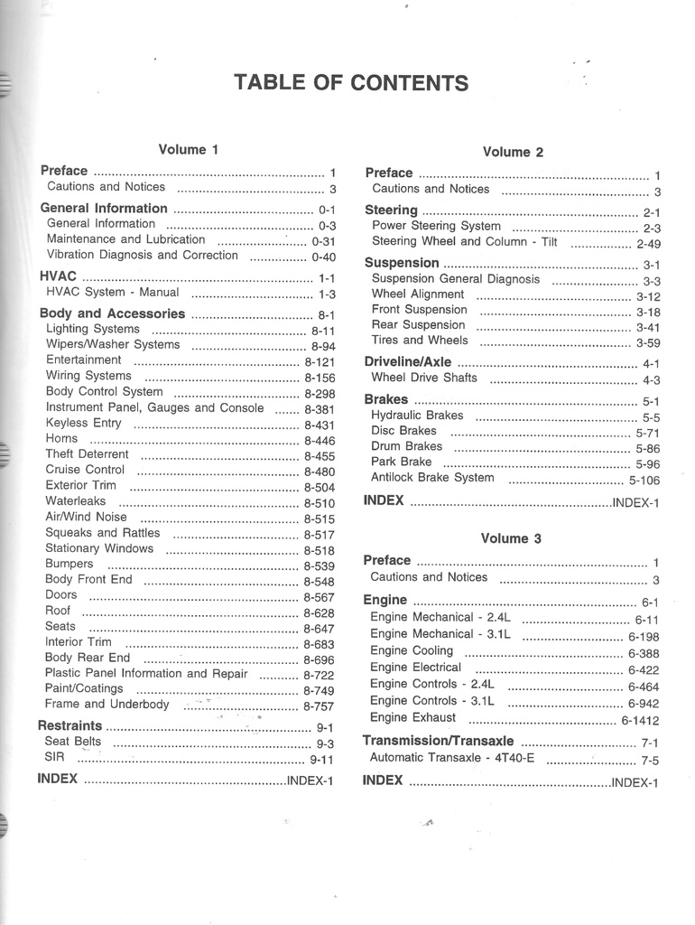 1998 Chevrolet Malibu Oldsmobile Cutlass L/N Shop Repair Maintenance Service Manual 3 Vol. Set 2nd Edition