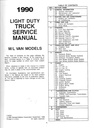 1990 GMC Safari M/L Van Service Shop Manual