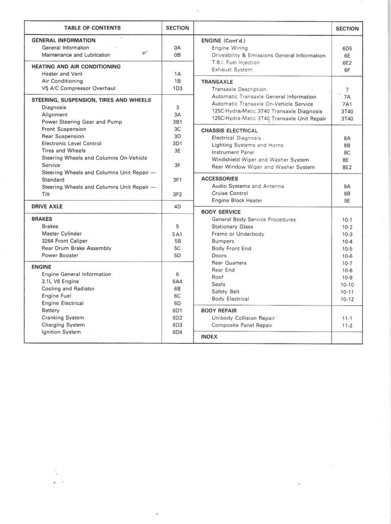 1991 Chevrolet Lumina APV Minivan U-Platform Shop Repair Maintenance Service Manual