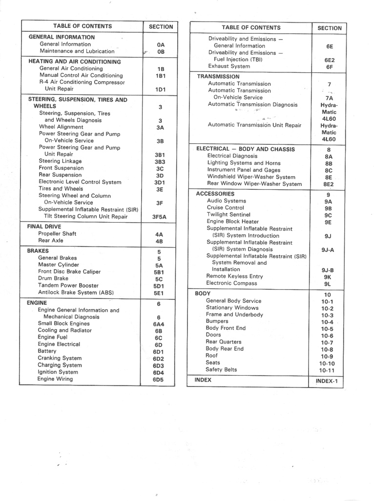 1992 Chevrolet Caprice Sedan & Wagon Factory OEM Shop Service Repair Manual