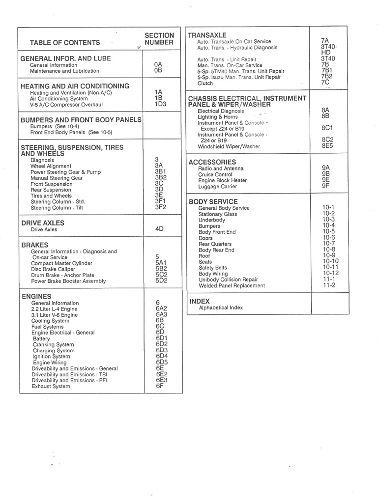 1990 Chevrolet Cavalier J-Platform Shop Repair Maintenance Service Manual Z24