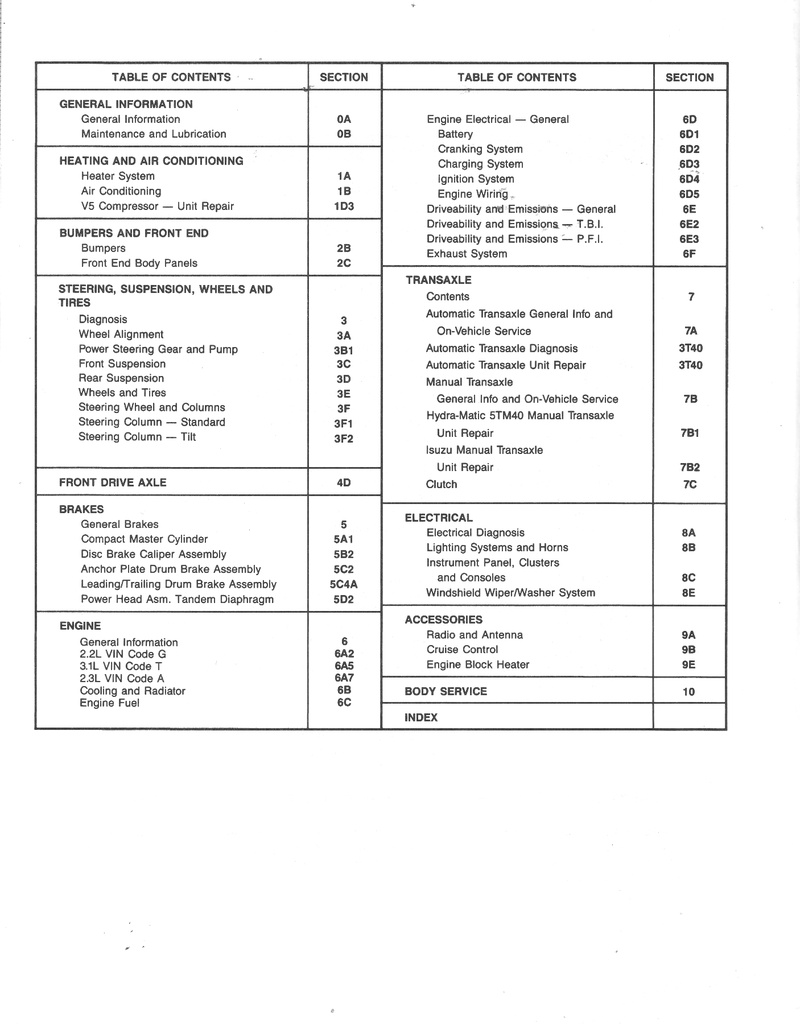 1990 Chevrolet Corsica/Beretta L-Platform Shop Repair Maintenance Service Manual GTZ