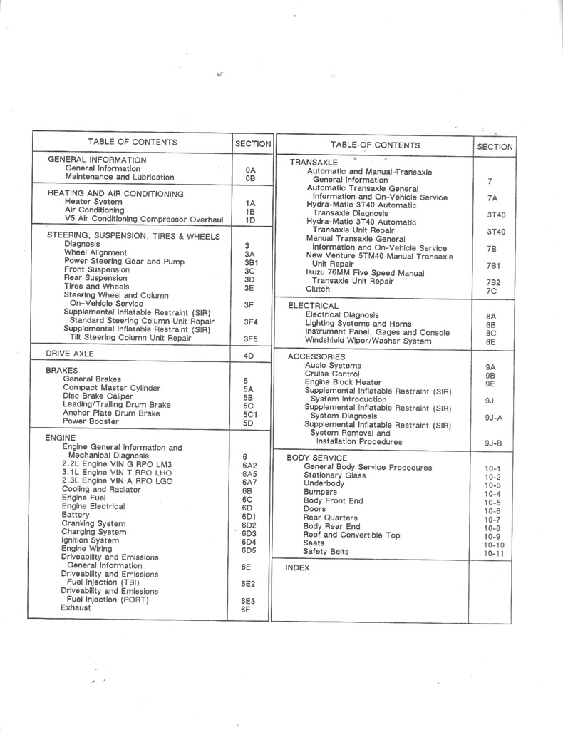 1991 Chevrolet Corsica/Beretta L-Platform Shop Repair Maintenance Service Manual GTZ