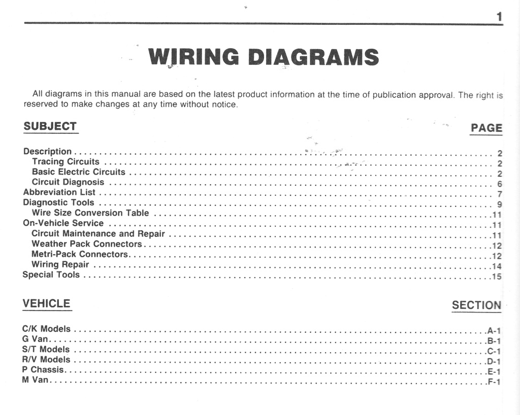 1988 Chevrolet Light Duty Truck Wiring Diagrams Booklet Large Format