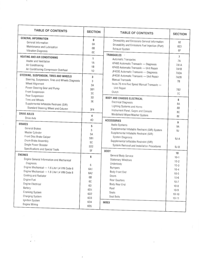 1992 Geo Storm Shop Repair Maintenance Service Manual