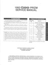 1992 Geo Prizm Shop Repair Maintenance Service Manual