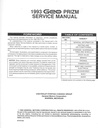1993 Geo Prizm Shop Repair Maintenance Service Manual