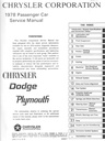 1978 Chrysler/Plymouth/Dodge Shop Repair Service Manual Set LeBaron/Volare/Aspen/Monaco/Cordoba+all cars