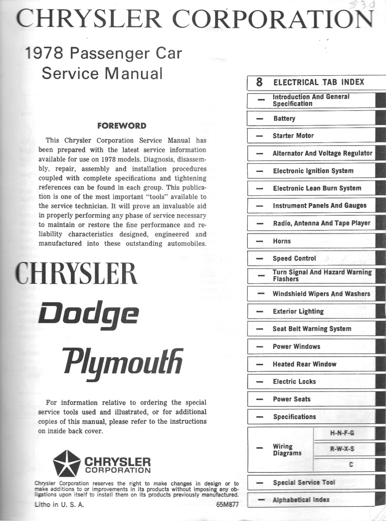 1978 Chrysler/Plymouth/Dodge Shop Repair Service Manual Set LeBaron/Volare/Aspen/Monaco/Cordoba+all cars