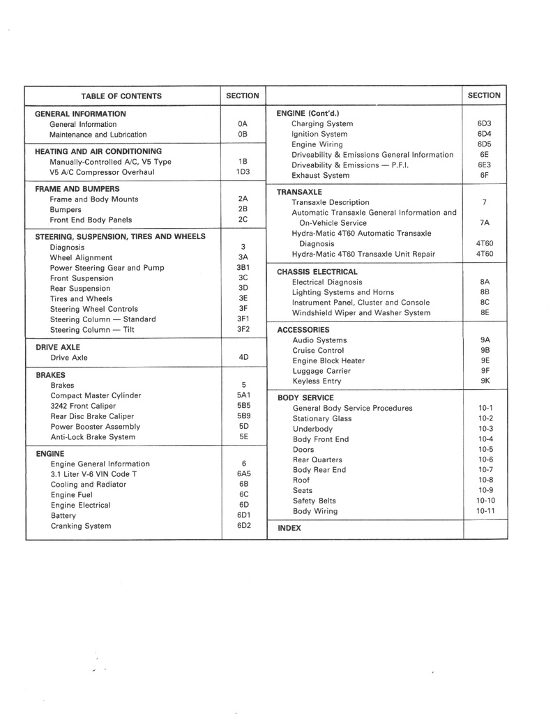 1990 Buick Regal OEM Shop Service Repair Manual