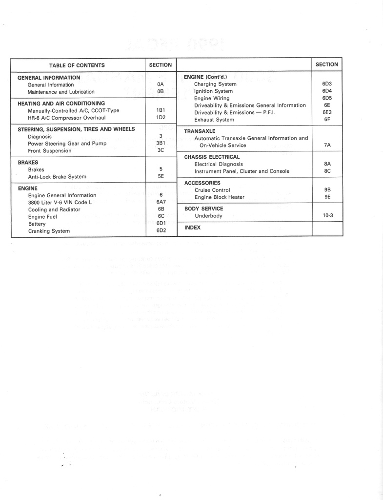 1990 Buick Regal OEM Shop Service Repair Manual 3800 Engine Supplement