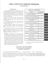 1994 Chevrolet Corvette Preliminary Factory Shop Service Repair Manual