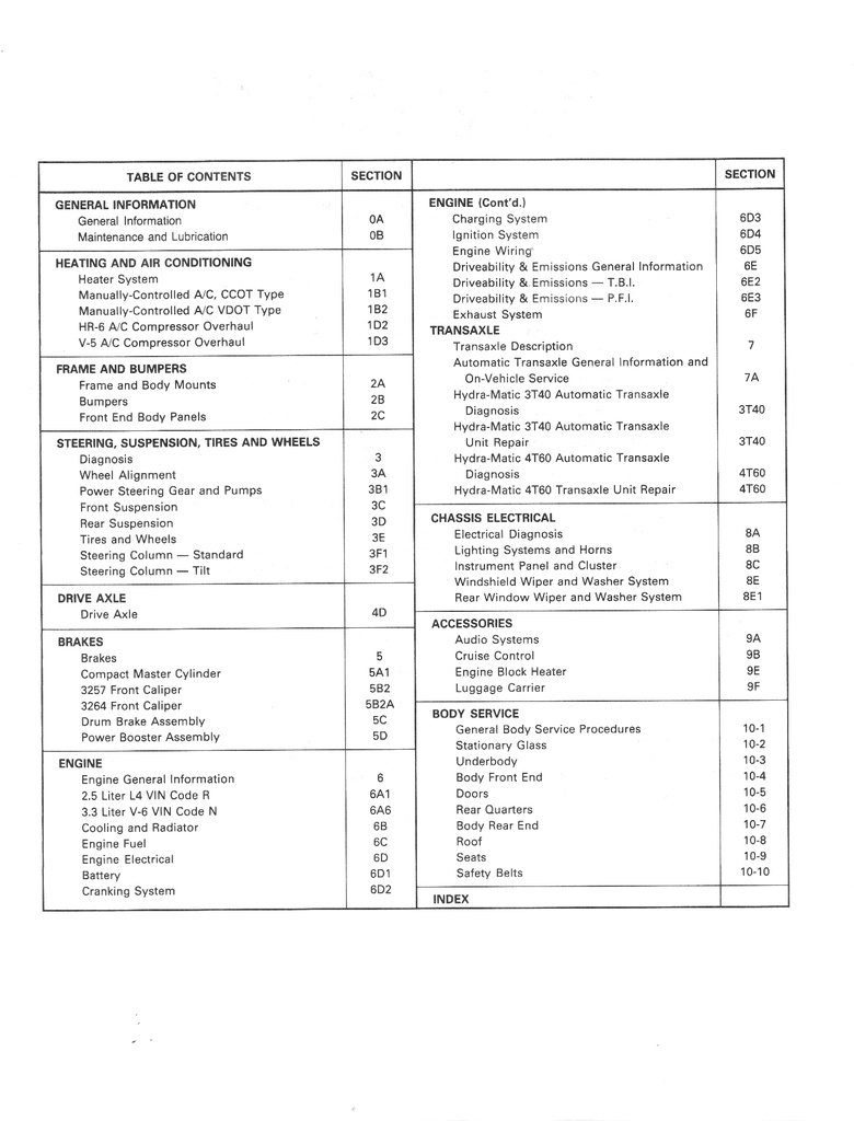 1990 Buick Century OEM Shop Service Repair Manual