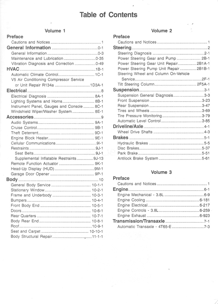 1998 Buick Park Avenue OEM Shop Service Repair Manual 3 Vol Set
