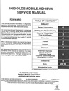 1993 Oldsmobile Achieva OEM Shop Service Repair Maintenance Manual
