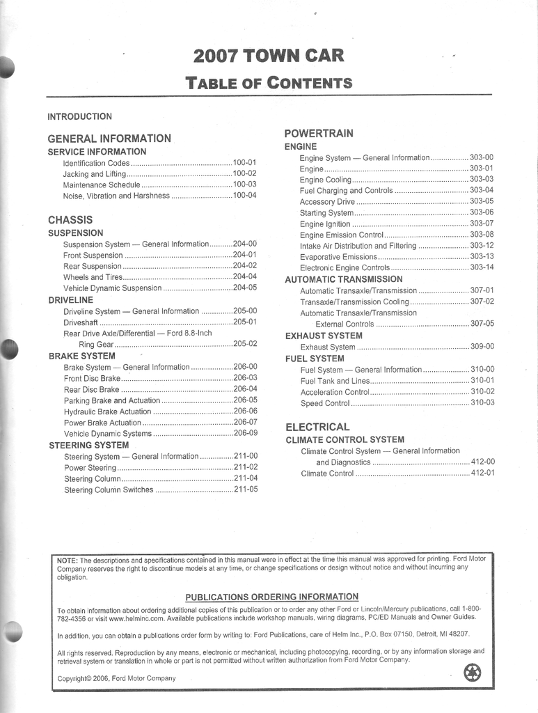 2007 Ford Lincoln Town Car Original OEM Factory Shop Repair Service Workshop Manual 