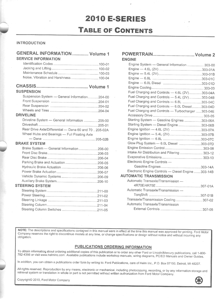 2010 Ford E-Series Van Original OEM Factory Shop Service Workshop Manual Set