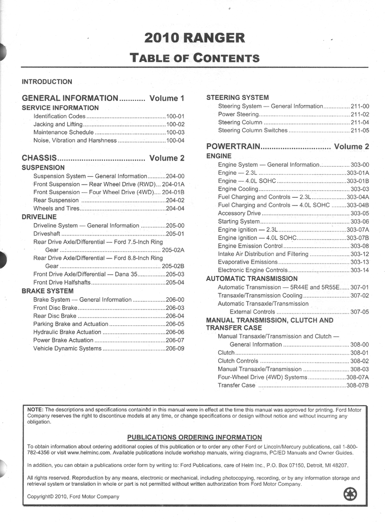 2010 Ford Ranger Original OEM Factory Shop Service Workshop Manual Set