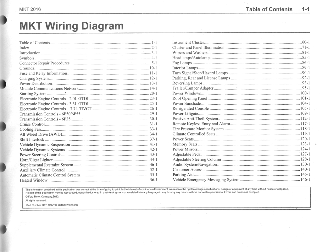 2016 Ford Lincoln MKT Electrical Wiring Diagrams Shop Service Repair Manual