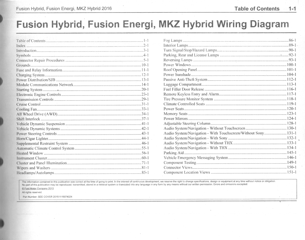 2016 Ford Fusion Hybrid, Fusion Energi, Lincoln MKZ Hybrid Electrical Wiring Diagrams Shop Service Repair Manual