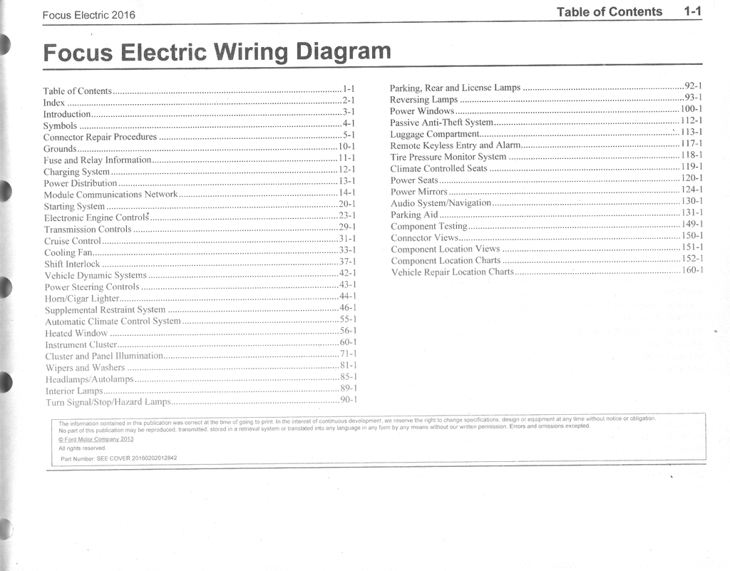 2016 Ford Focus Electric Electrical Wiring Diagrams Shop Service Repair Manual