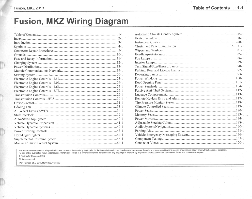 2013 Ford Fusion Lincoln MKZ Electrical Wiring Diagrams Shop Service Repair Manual