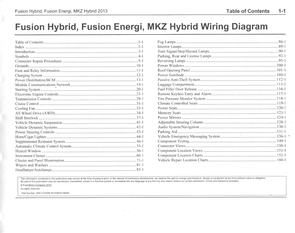 2013 Ford Fusion Hybrid, Fusion Energi, Lincoln MKZ Hybrid Electrical Wiring Diagrams Shop Service Repair Manual