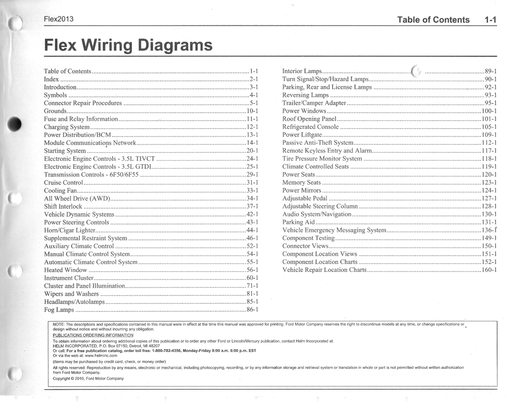 2013 Ford Flex Electrical Wiring Diagrams Shop Service Repair Manual