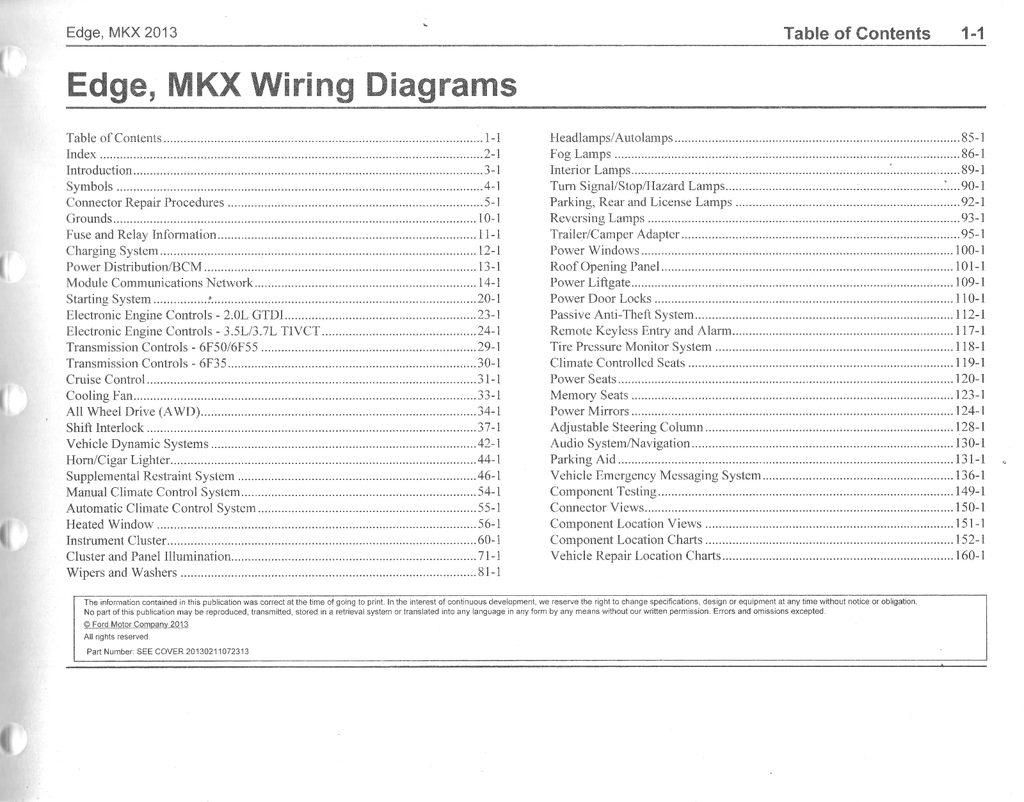 2013 Ford Edge Lincoln MKX Electrical Wiring Diagrams Shop Service Repair Manual