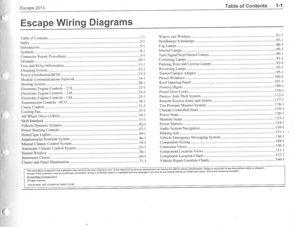 2013 Ford Escape Electrical Wiring Diagrams Shop Service Repair Manual